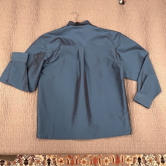 VINTAGE Simons 90’s blue iridescent button down shirt size XL NWT - Picture 4 of 9